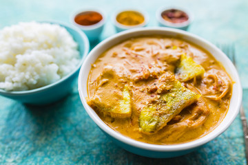 Curry with fish and coconut milk, fish molee. 