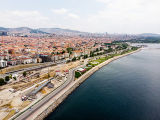 Fototapeta na wymiar Aerial Drone View of Bostanci / Istanbul Seaside