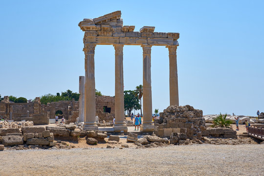 Temple of Apollo in Side, Antalya, Turkey. Peripter.
