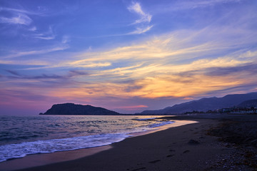 Fototapeta na wymiar Sunset in Alanya, Turkey.