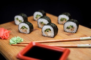 Sushi maki unagi hosomaki with eel