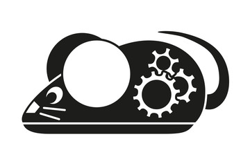 Black and white mechanical mouse silhouette