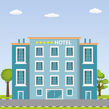 Hotel building,flat vector