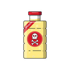 Plastic bottle with poison.Flat outline vector icon.