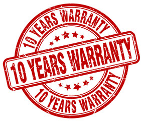 10 years warranty red grunge round vintage rubber stamp