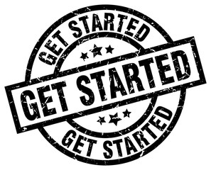 get started round grunge black stamp