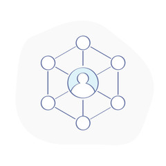 User connections, communication, networking, profile network of contacts, social user environment, core of the team