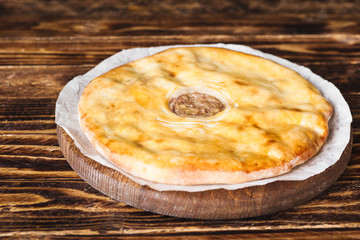 a beautiful Georgian dish of dough stuffed with minced meat and egg