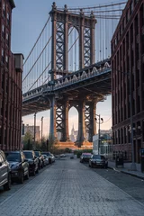 Fotobehang Manhattan bridge view from the street in dumbo © Andriy Stefanyshyn