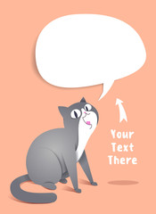 Funny character Cat saying. Vector illustration with comic bubble for text