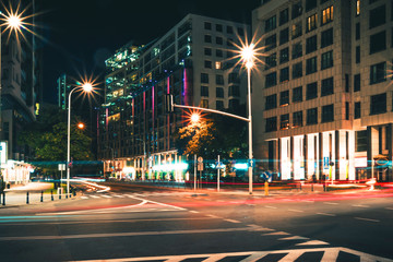 Fototapeta premium night street in the background of modern buildings