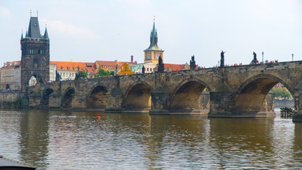Prague Charles Bridge in summer.