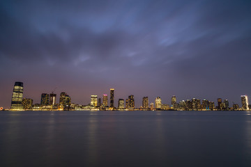 Jersey city view from Hudson river at night