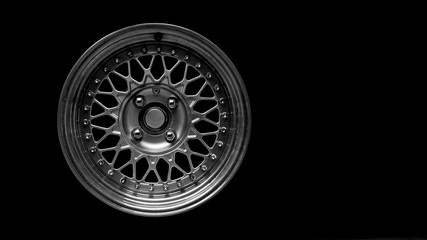 Aluminium rim isolated on black blackground