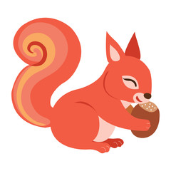 Eichhörnchen mit einer Haselnuss