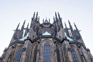 Fototapeta na wymiar Gothic architectured St. Vitus Cathedral from bottom
