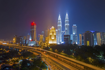 Night view of Kuala Lumpur city.
