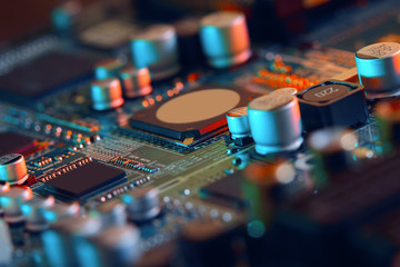 Fototapeta na wymiar Electronic circuit board close up. 