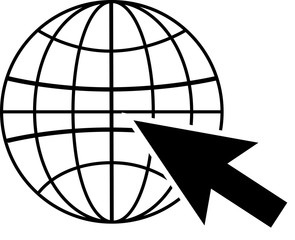 Icon - Globe with black arrow cursor