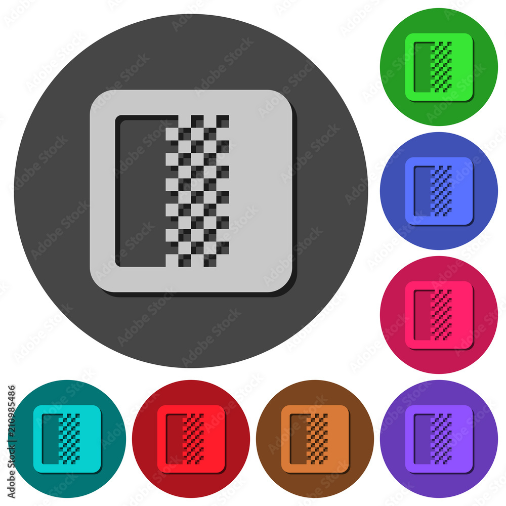 Poster color gradient icons with shadows on round backgrounds