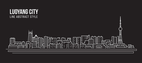 Cityscape Building Line art Vector Illustration design - Luoyang city