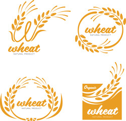 Yellow Paddy Wheat rice grain products food banner sign logo vector art design