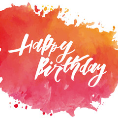 Lettering with phrase Happy Birthday. Vector illustration. watercolor