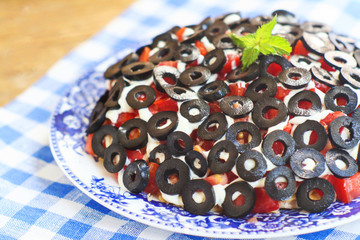 Salad with olives and mayonnaise