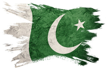 Grunge Pakistan flag. Pakistan flag with grunge texture. Brush stroke. - obrazy, fototapety, plakaty