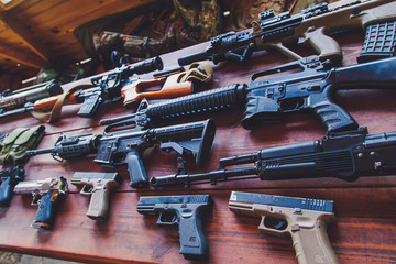 Assault rifles and pistols of different armies of the world