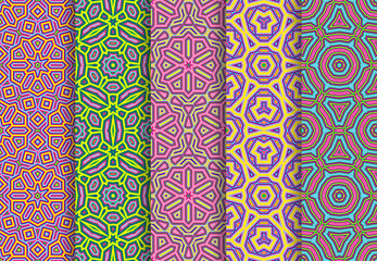 Festive colorful seamless patterns package.