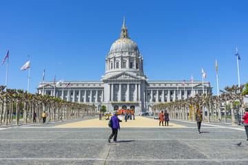 The beautiful architecture of City Hall on sunny day in San Francisco,CA