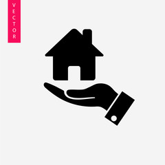 Naklejka premium Hand holding house icon