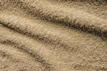 Long Nap Beige Bath Towel Texture. Bathroom Accessories Background