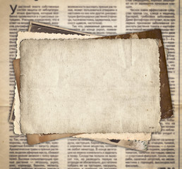 Vintage photos on the old newspaper texture