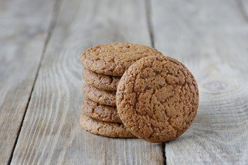Oat biscuits on a wooden table