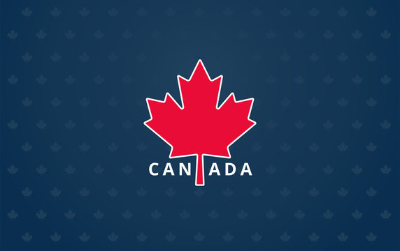Canada maple leaf on dark blue background - Canada Day banner, Canada Independence Day greeting card design vector