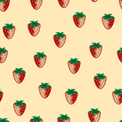 Seamless pattern with strawberries. Perfect for wallpapers, pattern fills, web page backgrounds, surface textures, textile.