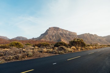 road to the Mount Teide volcano in Tenerife, Spain