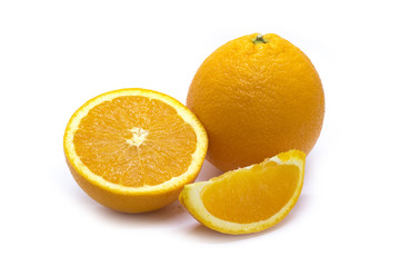 Image of Fresh orange fruits with slices isolated on white background. Fruit. Food.