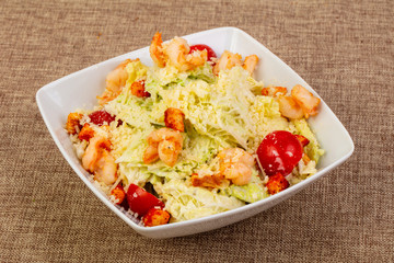 Caesar salad with prawn