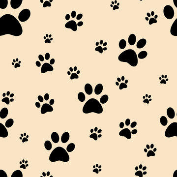 Dog paw print seamless. Traces of Cat Textile Pattern. Vector seamless. Traces of Cat Textile Pattern. Vector seamless.