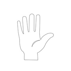 White line hand icon on white background
