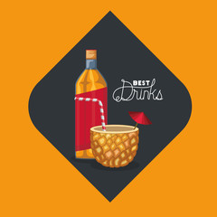 best drink bottle with pineapple frame vector illustration design