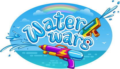 water wars summer vector illustration