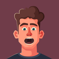 Frightened man character. Cartoon vector illustration