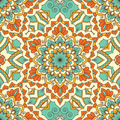 Hand drawn ornamental seamless pattern. Vector Illustration