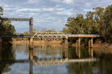 The historic bridge over the River Murray in Tooleybuc New South Wales Australia on 11th June 2018
