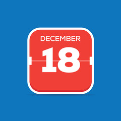 December 18 Calendar Flat Icon