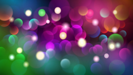 Abstract dark background with bokeh effects in various colors